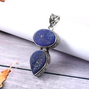 Lapis lazuli pendant, 925 sterling silver pendant, gemstone pendant, lapis lazuli jewelry, handmade pendant, pendant for women