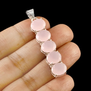 Pendentif en quartz rose, pendentif fait main, pendentif en pierres précieuses, pendentif en argent sterling 925, cadeau d&#39;anniversaire, cadeau pour elle, pendentif femme pour collier