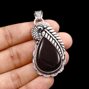 Black Onyx Pendant Handmade Pendant Gemstone Pendant Onyx Jewelry 925 sterling Silver Pendant Gift for Her Anniversary Gift