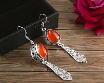 Carnelian Earring, Handmade Earring, Gift For Her, Women Jewelry,Carnelian Jewelry, 925 Sterling Silver, Birthday Gift