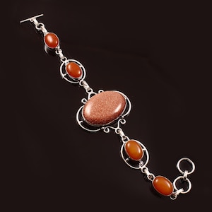 Sunstone Bracelet,Handmade Bracelet,Golden Gemstone Bracelet,925 Sterling Silver,Bracelet Gift For Her/Him,Christmas Gift