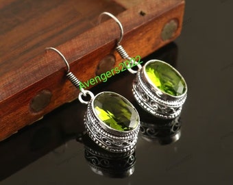 Peridot Earring,Handmade Earring,Green Peridot,Peridot Jewelry,925 Sterling Silver Earring,Gift For Her,Women Jewelry,Birthday Gift