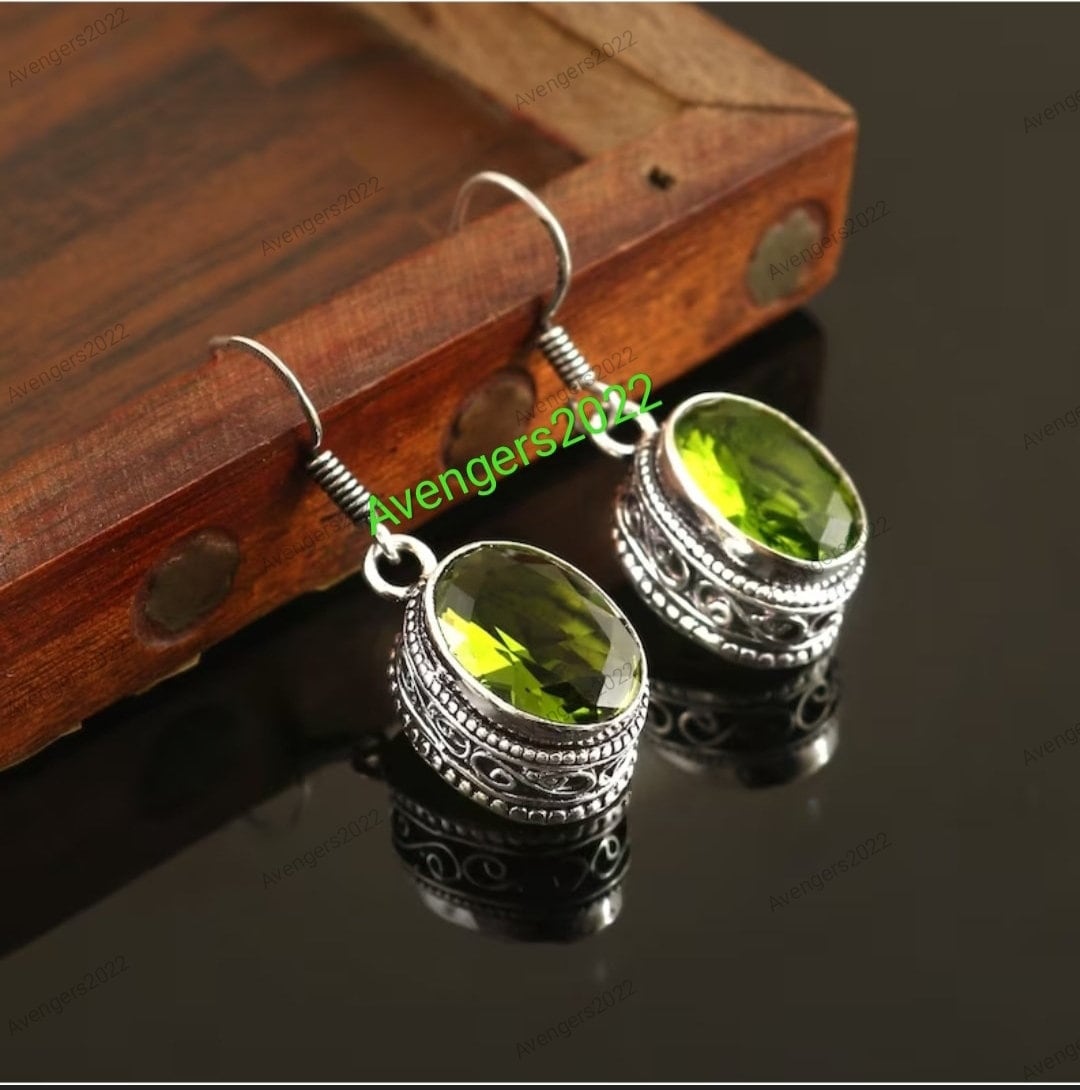 Orecchini A Farfalla In Argento 925 Con Peridoto Naturale – Fatti A Mano, Forma Marquise, Gioielli Etnici Indiani