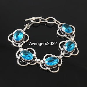 Topaz Bracelet,Handmade Bracelet, Topaz Jewelry 925 Sterling Silver , Blue Topaz , Gift For Her,Women Jewelry