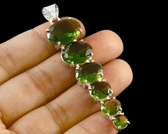 Peridot Pendant,Green Gemstone Pendant,Handmade Pendant,925 Sterling Silver Pendant,Men's Pendant,Anniversary Gift,Birthday Gift