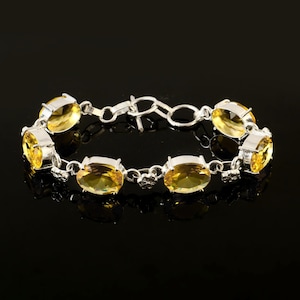 Citrin Armband,Edelstein Armband,handgefertigtes Armband,925 Sterling Silber Armband,Geschenk für Sie /Ihn,Jubiläum Geschenk,verstellbares Armband
