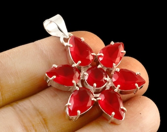 Red Ruby Pendant,Handmade Pendant,Gemstone Pendant,925 Sterling Silver Pendant,Gift for Her,Women Pendant For Necklace,Anniversary Gift