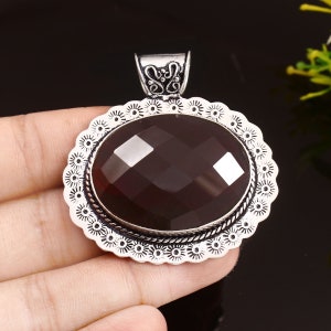 Garnet pendant,Red Gemstone Pendant,Handmade Pendant,Necklace,925 Sterling Silver Pendant,Gift For Her,Women Jewelry,Anniversary Gift