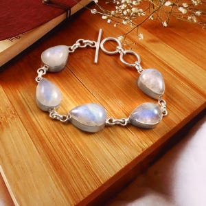 Moonstone Bracelet  Natural Moonstone Bracelet Handmade Bracelet  Gemstone Bracelet  925 Sterling Silver Bracelet  Gift For Her / Him
