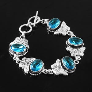 Blue Topaz Bracelet,Handmade Bracelet,925 Sterling Silver Bracelet,Topaz Bracelet, Topaz Jewelry,Gift For Her,Women Jewelry,Anniversary Gift