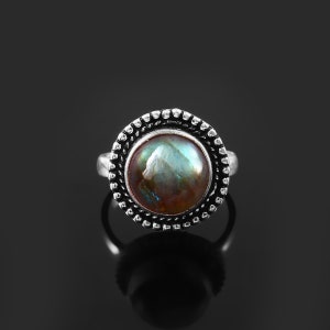 Natural Labradorite Ring,Handmade Ring,Statement Ring,925 Sterling Silver Ring,Labradorite Jewelry,Gift For Her / Him,Blue Labradorite Ring