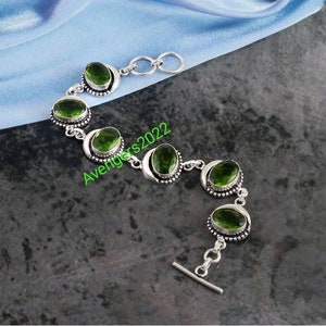 Peridot Bracelet,Handmade Bracelet,Gemstone Bracelet, 925 Sterling Silver Bracelet, Gift For Her, Birthday Gift, Green Peridot Bracelet