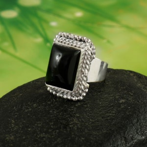 Natural Onyx Ring,Statement Ring,Handmade Ring,Black Gamestone Ring,925 Sterling Silver Ring, Gift For Her,Women Jewelry,Christmas Gift
