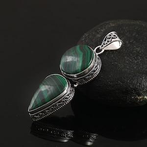 Malachite Pendant, Handmade Pendant, Necklace, Gift For Her, Women Jewelry, 925 Sterling Silver Pendant, Green Malachite, Gemstone Pendant