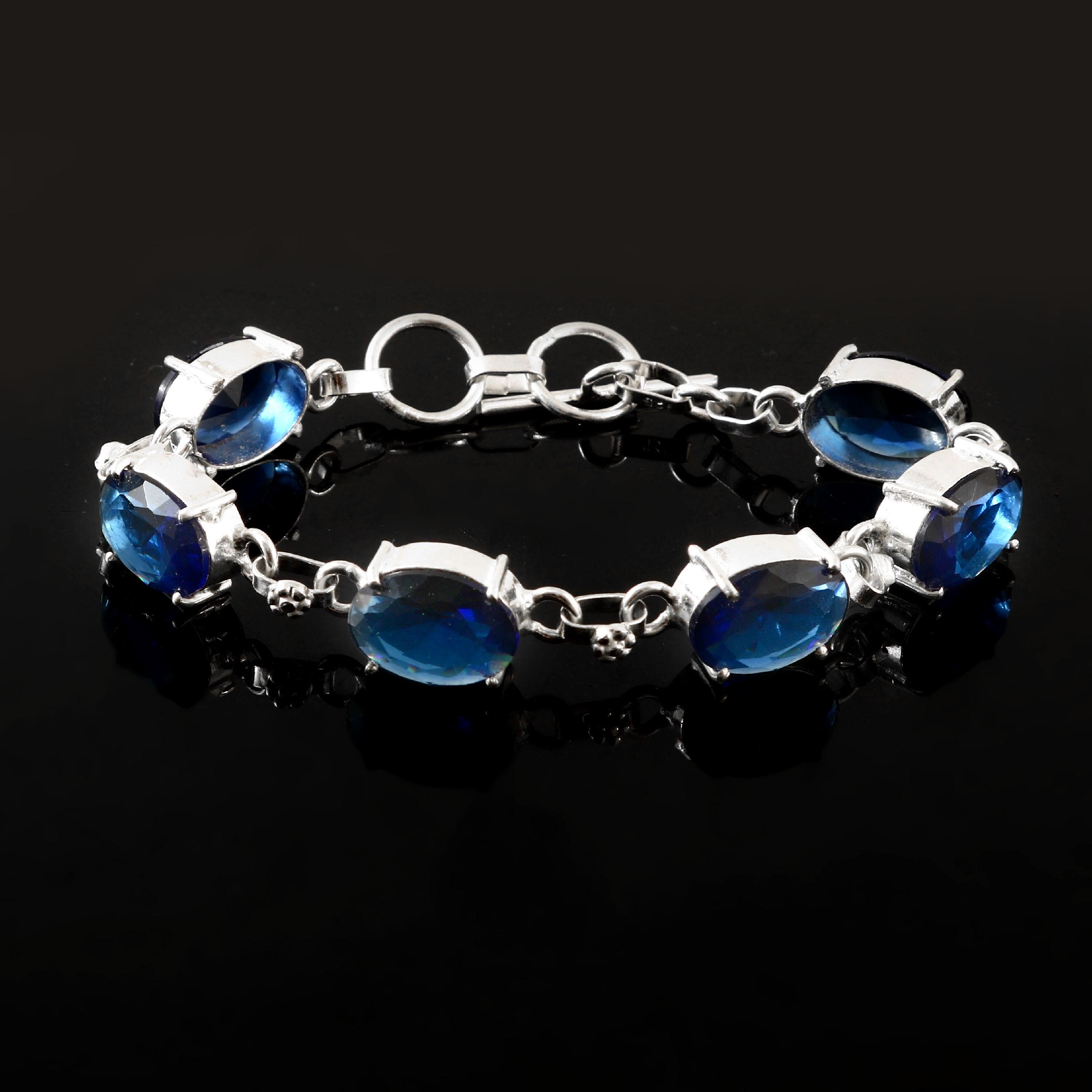 アイオライトブレスレット、ハンドメイドブレスレット、ブルー