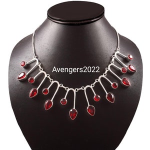 Garnet necklace,red garnet necklace, 925 sterling silver necklace,gemstone necklace, necklace jewelery,gift for her,valentine&#39;s day gift