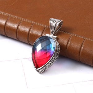 Vintage Doublet Tourmaline Pendant  Handmade Pendant  Gemstone Pendant  925 Sterling Silver Pendant  Gift For Her / Him  Anniversary Gift