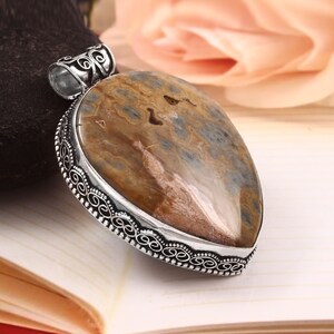 Natural jasper pendant,handmade pendant,gemstone necklace,925 sterling silver pendant, jasper jewelry, gift for her,birthday gift