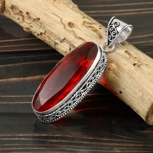 Garnet pendant,Red Gemstone Pendant,Handmade Pendant,Necklace,925 Sterling Silver Pendant,Gift For Her,Women Jewelry,Anniversary Gift