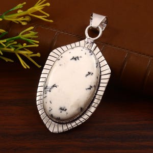 Dendritic opal pendant, handmade pendant, gemstone pendant,925 sterling silver pendant,gift for her/him, vintage pendant,birthday gift