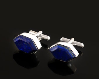 Boutons de manchette en lapis lazuli, boutons de manchette mariage, bijoux en argent sterling 925, boutons de manchette pour homme faits main, cadeau pour l'amour/père, boutons de manchette de chemise