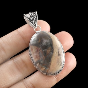 Coco Jasper Pendant, Handmade Pendant, 925 Sterling Silver Pendant,Gift For Her, Women Jewelry,Anniversary gift