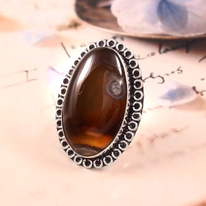 Natural Banded Agate Ring,Statement Ring,Handmade Ring,Gamestone Ring,925 Sterling Silver Ring,Gift For Her,Women Jewelry,Anniversary Gift
