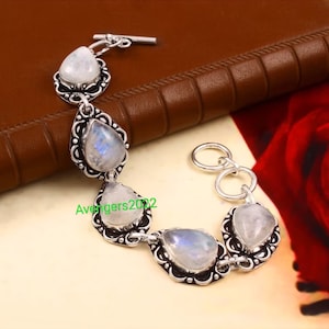 Moonstone Bracelet  Natural Moonstone Bracelet Handmade Bracelet  Gemstone Bracelet  925 Sterling Silver Bracelet  Gift For Her / Him