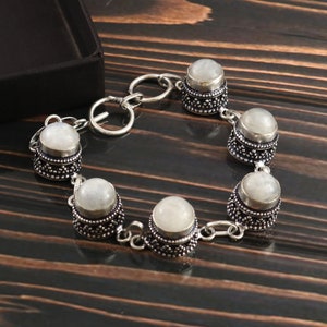 Moonstone Bracelet  Natural Moonstone  Handmade Bracelet  Gemstone Bracelet  925 Sterling Silver Bracelet  Gift For Her / Him