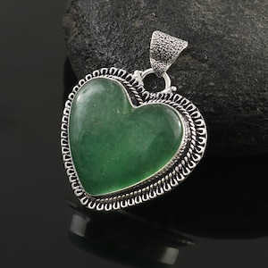 Natürlicher Jade Anhänger, handgemachter Anhänger, grüner Edelstein Anhänger,925 Sterling Silber Anhänger, Geschenk für Sie / Ihn, Jubiläumsgeschenk, Geburtstagsgeschenk