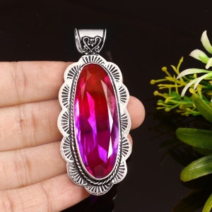 Bi-Color Tourmaline Pendant  Handmade Pendant Long Gemstone Pendant  925 Sterling Silver Pendant  Gift For Her / Him  Anniversary Gift