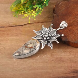 Maligano jasper pendant,handmade pendant,gemstone necklace,925 sterling silver pendant, jasper jewelry, gift for her,birthday gift