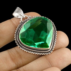 Green Tourmaline Pendant,Gemstone Pendant,Handmade Pendant,HeartTourmaline Pendant,925 Sterling Silver Pendant,Anniversary Gift,Gift For Her