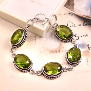 Peridot Bracelet, Handmade Bracelet, Bracelet, 925 Sterling Silver Bracelet, Gift For Her, Birthday Gift, Green Peridot