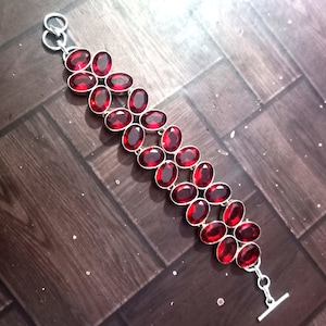 Garnet Bracelet,Red Garnet Bracelet,Handmade Bracelet,925 Sterling Silver Bracelet,Gift For Her/Him,Birthday Gift,Christmas Gift
