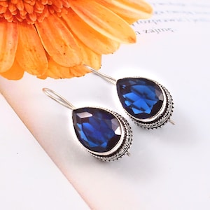 Iolite Earring,Handmade Earring,Blue Gemstone Earring,925 Sterling Silver Earring,Gift For Her,Women Jewelry,Birthday Gift,Anniversary Gift