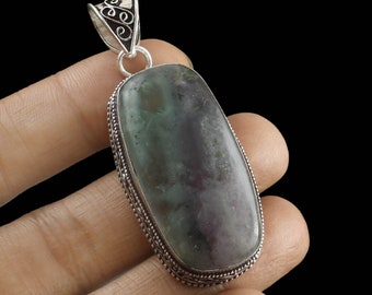 Natural Fluorite Pendant,Green  Fluorite Pendant, Flourite Gemstone Pendant, 925 Sterling Silver Pendant,  Anniversary Gift, Gift for Her