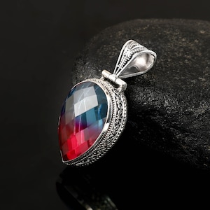Vintage Doublet Tourmaline Pendant  Handmade Pendant  Gemstone Pendant  925 Sterling Silver Pendant  Gift For Her / Him  Anniversary Gift