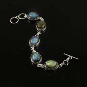 Labradorite Bracelet  Natural Labradorite  Handmade Bracelet  Gemstone Bracelet  925 Sterling Silver Bracelet  Gift For Her / Him