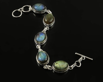 Labradorite Bracelet  Natural Labradorite  Handmade Bracelet  Gemstone Bracelet  925 Sterling Silver Bracelet  Gift For Her / Him