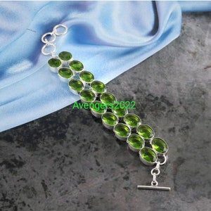Peridot Bracelet,Handmade Bracelet,Gemstone Bracelet, 925 Sterling Silver Bracelet, Gift For Her, Birthday Gift, Green Peridot Bracelet