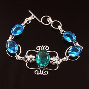 Blue Topaz Bracelet,Handmade Bracelet,925 Sterling Silver Bracelet,Topaz Bracelet, Topaz Jewelry,Gift For Her,Women Jewelry,Anniversary Gift