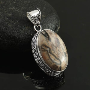 Natural coco jasper pendant,handmade pendant,gemstone pendant,925 sterling silver pendant,gift for her/him,vintage pendant,jasper jewelry