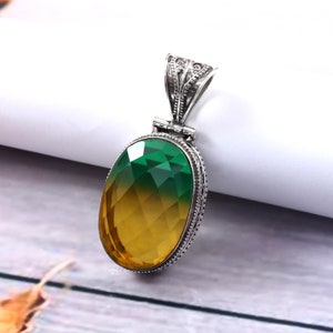 Vintage Doublet Tourmaline Pendant  Handmade Pendant  Gemstone Pendant  925 Sterling Silver Pendant  Gift For Her / Him  Anniversary Gift