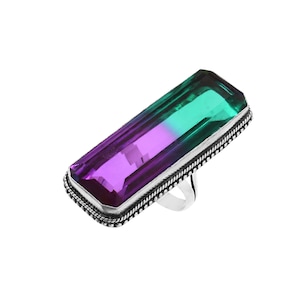 Bi-Color Tourmaline Ring,Statement Ring,Handmade Ring,Gamestone Ring,925 Sterling Silver Ring, Gift For Her,Women Jewelry,Christmas Gift
