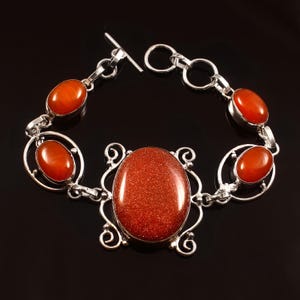 Sunstone Bracelet,Handmade Bracelet,Golden Gemstone Bracelet,925 Sterling Silver,Bracelet Gift For Her/Him,Christmas Gift