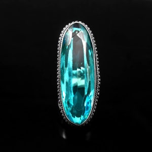 Sky Blue Topaz Ring,Statement Ring,Handmade Ring,Blue Gemstone Ring,925 Sterling Silver Ring,Gift For Her,Birthday Gift, Anniversary Gift