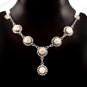 Collar de concha de Shiva, Ojo de Shiva, Brazalete de ojo de Shiva, Collar de plata de ley 925, Collar de piedras preciosas, Collar de ojo de Shiva, Collar hecho a mano