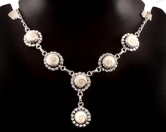Shiva Shell Necklace,Eye of Shiva,Shiva Eye Armband,925 Sterling SIlver Necklace,Gemstone Necklace,Shiva Eye Necklace,Handmade Necklace