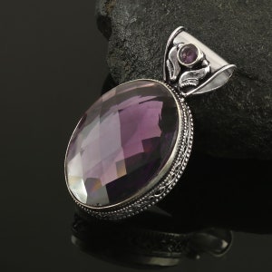 Amethyst  Pendant,Blue Gemstone Pendant,Handmade Pendant,Necklace,925 Sterling Silver Pendant,Gift For Her,Women Jewelry,Birthday Gift